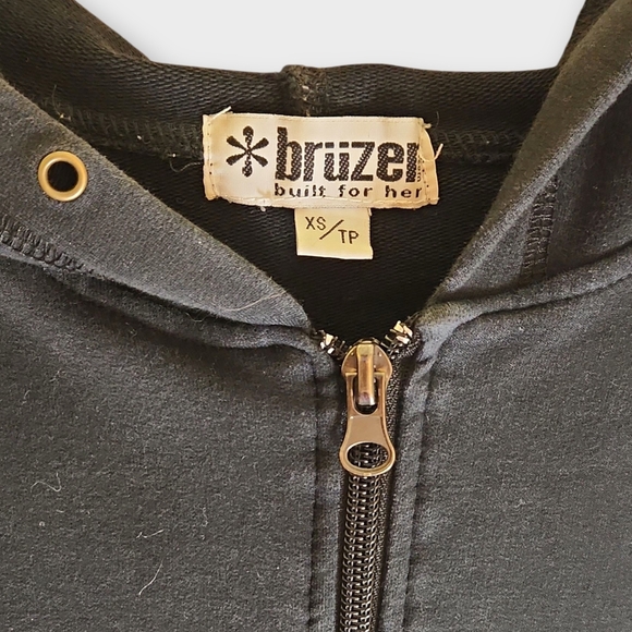 Bruzer Womens Small Petite Black Black Cowl Neck Zip Up Hoodie Sweater - Picture 3 of 5